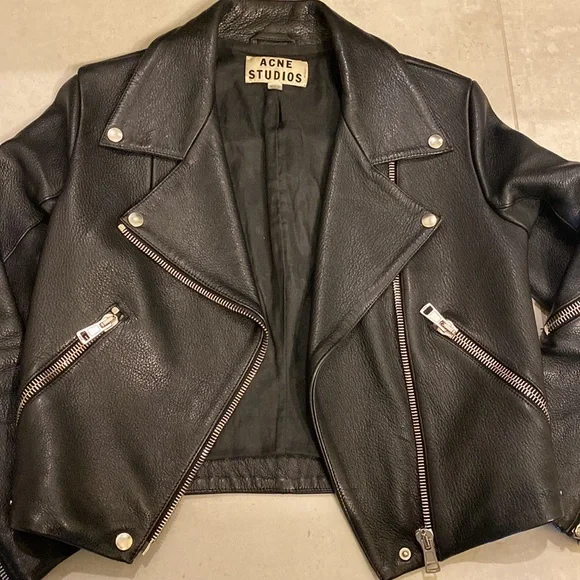 Acne Studios Black Leather Rita Jacket size 34 - Picture 6 of 15